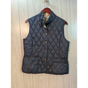 Eddie Bauer Vest Womens Large Black Quilted Puffer Goose Down Snap Sleeveless
